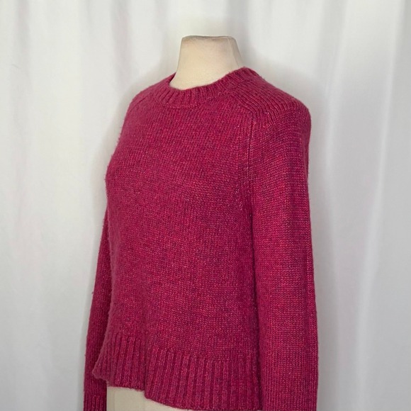 J. CREW Alpaca Blend Crewneck Sweater Pink Merino Wool Heathered Fuchsia Medium - Picture 6 of 13